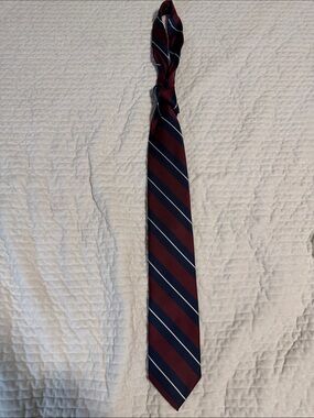 Men's Burgundy and Navy Diagonal Stripe Tie